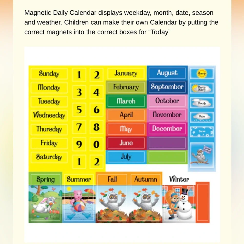 Magnetic Daily Calendar for kids